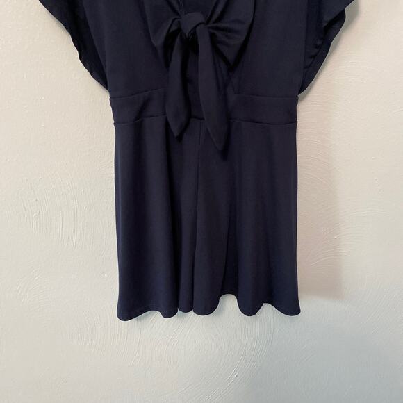 Copper Key Navy Flutter Sleeve Stretch Romper Attached Spaghetti Strap Tank XS - Picture 3 of 14